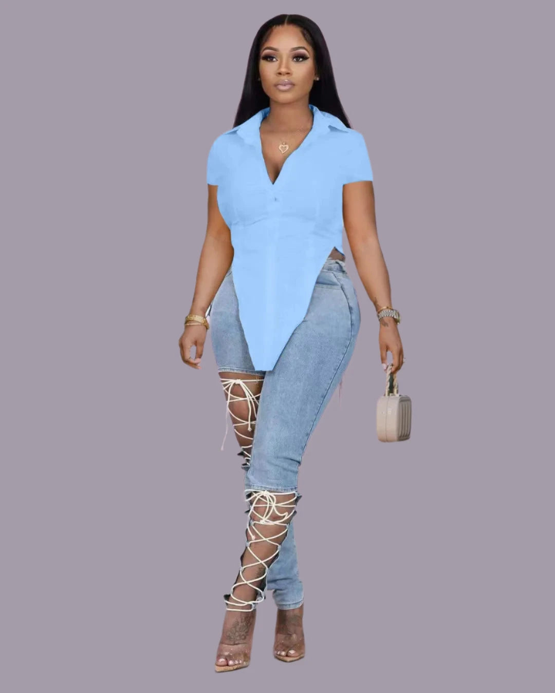 button down shirt women's short sleeve​